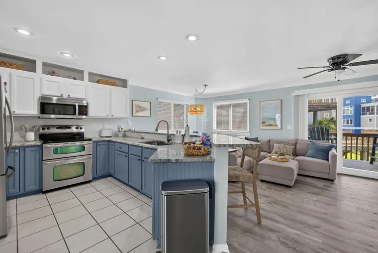 Open kitchen and living area