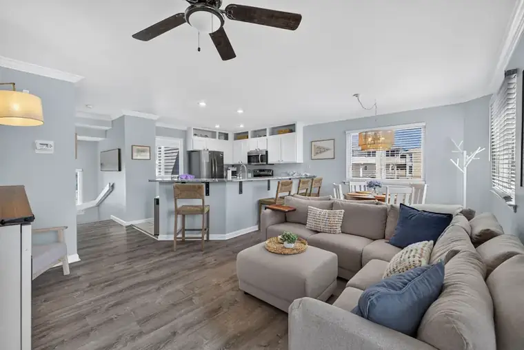 Living room and kitchen from the dining table